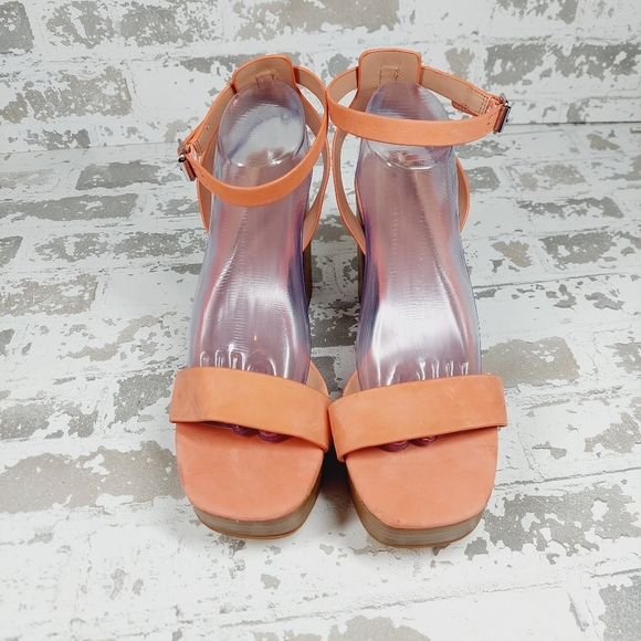 New Nordstrom Anita Leather Peach Platform Ankle Buckle Sandals X37 - Picture 4 of 14